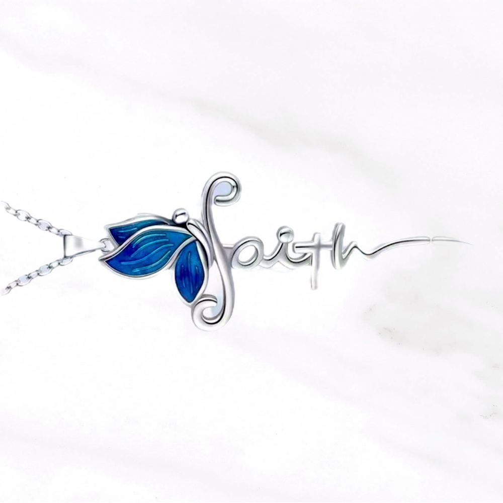 NWT GORGEOUSLY DETAILED DAINTY BLUE BUTTERFLY “FAITH” NECKLACE - Picture 3 of 3